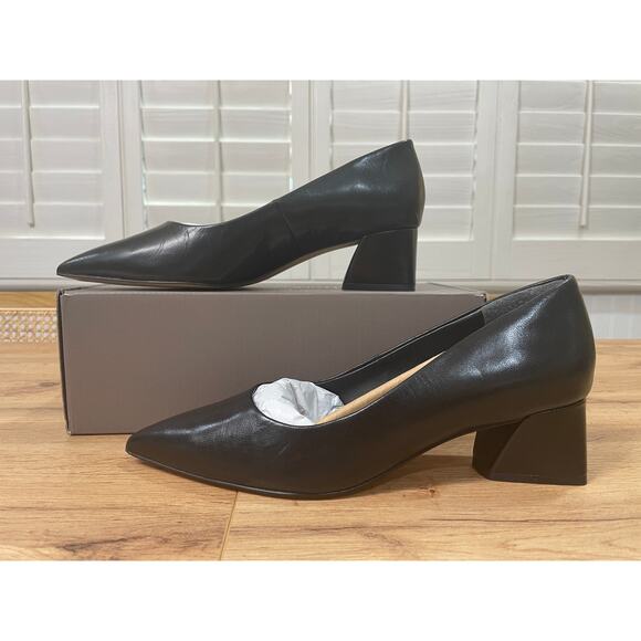 Franco Sarto Racer Pump Black Leather Size 8 Wide NIB Timeless Dressy Shoes - Picture 4 of 14